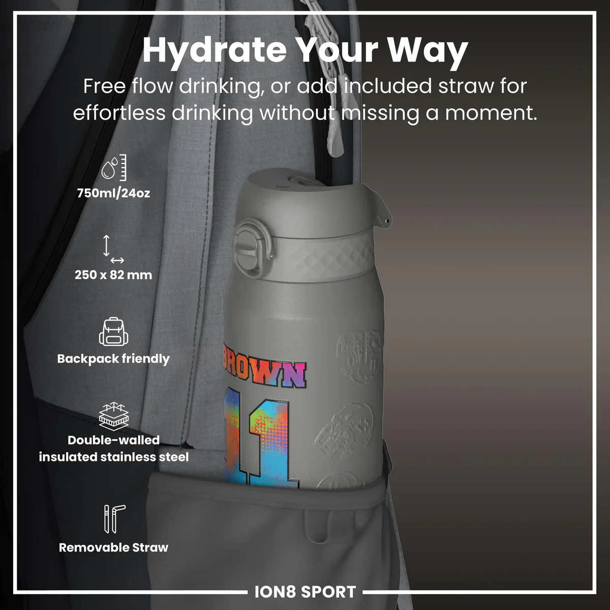 NFL x ION8 - AJ Brown Insulated Water Bottle - 750ml - Image 2