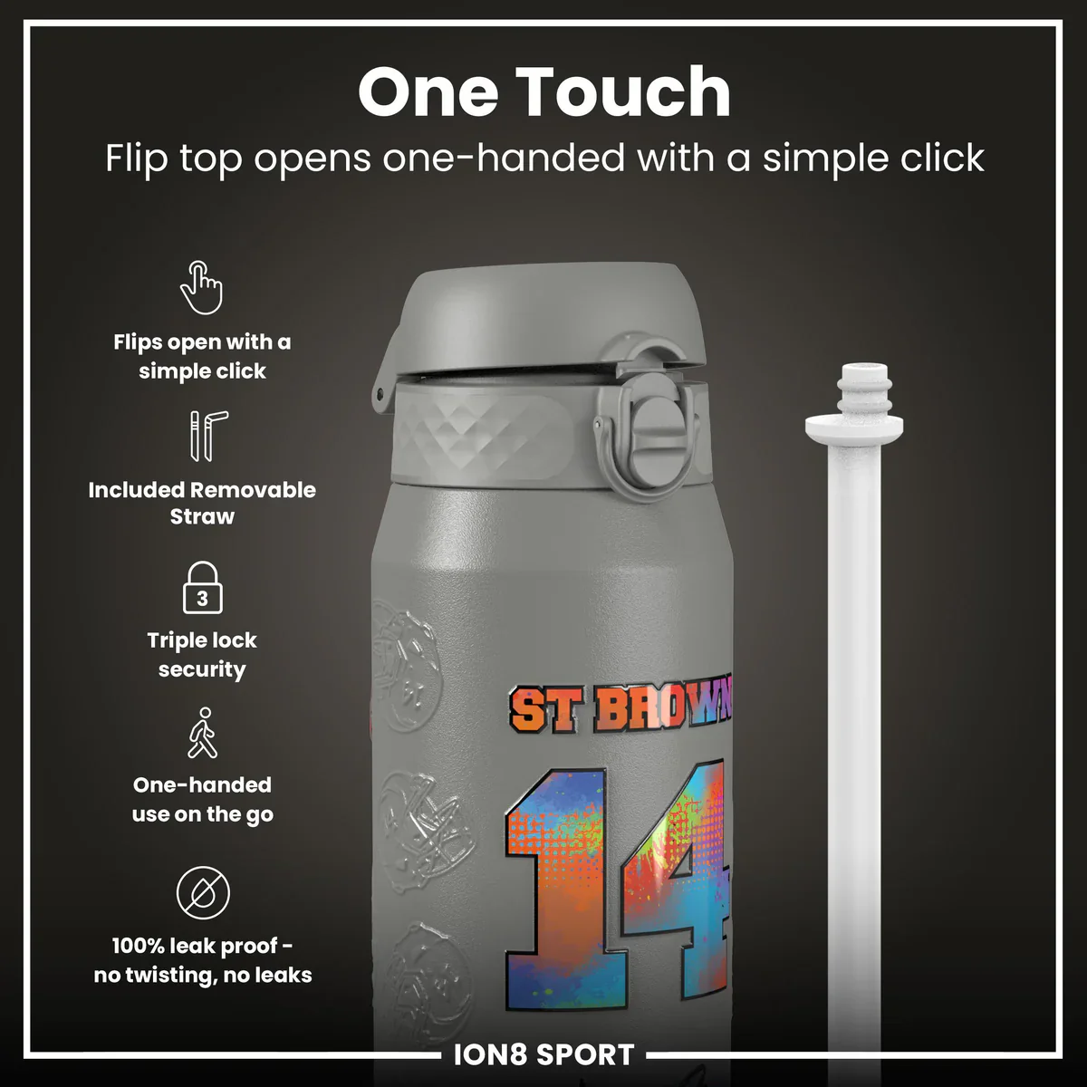 NFL x ION8 - AJ Brown Insulated Water Bottle - 750ml - Image 3
