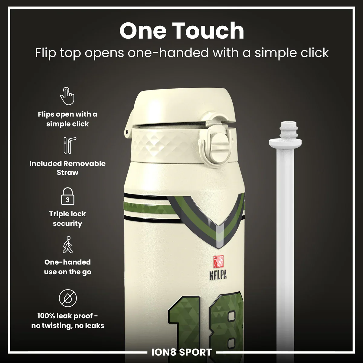 NFL x ION8 - Caleb Williams Insulated Water Bottle - 750ml - Image 3