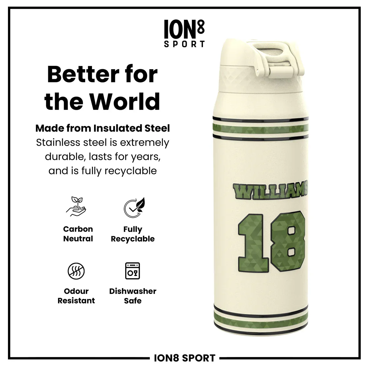 NFL x ION8 - Caleb Williams Insulated Water Bottle - 750ml - Image 5