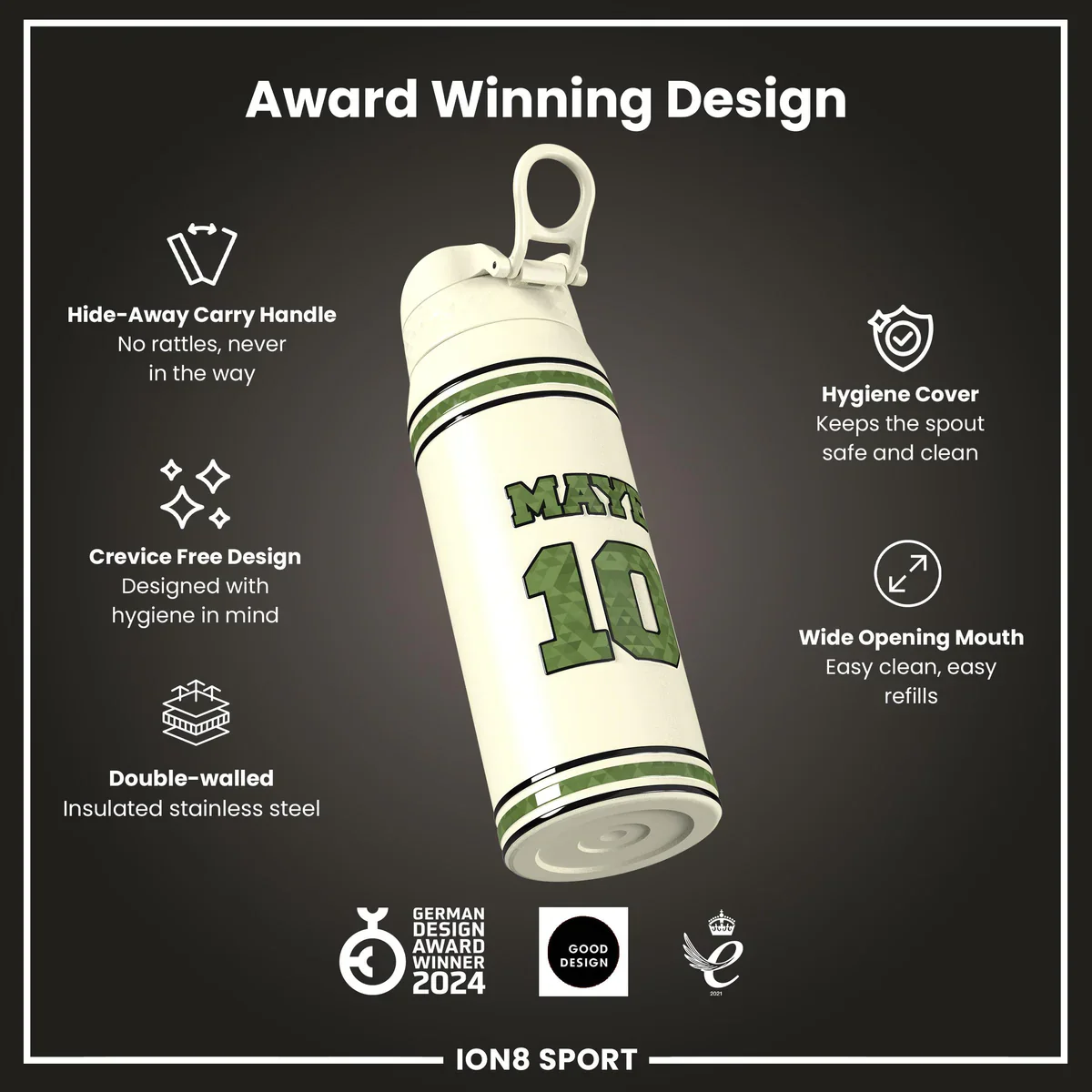 NFL x ION8 - Drake Maye Insulated Water Bottle - 750ml - Image 6
