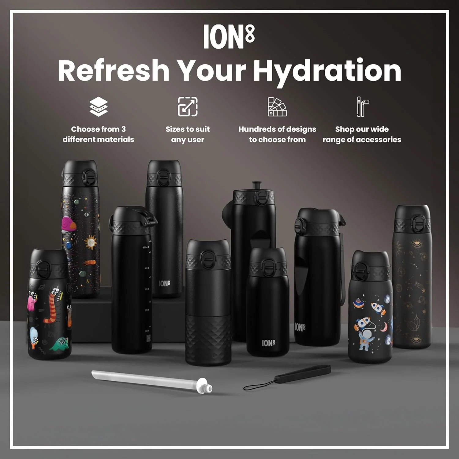 Quench 1 Litre Stainless Steel Water Bottle 1200 ml/40 oz Black - Image 9