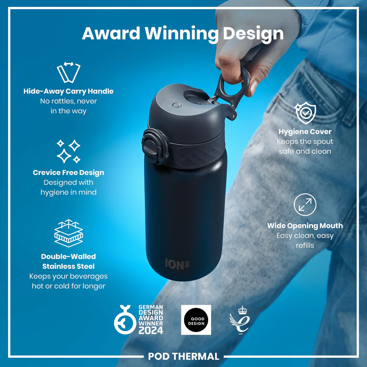 Insulated Stainless Steel Pod 11oz- Ash Navy - Image 6