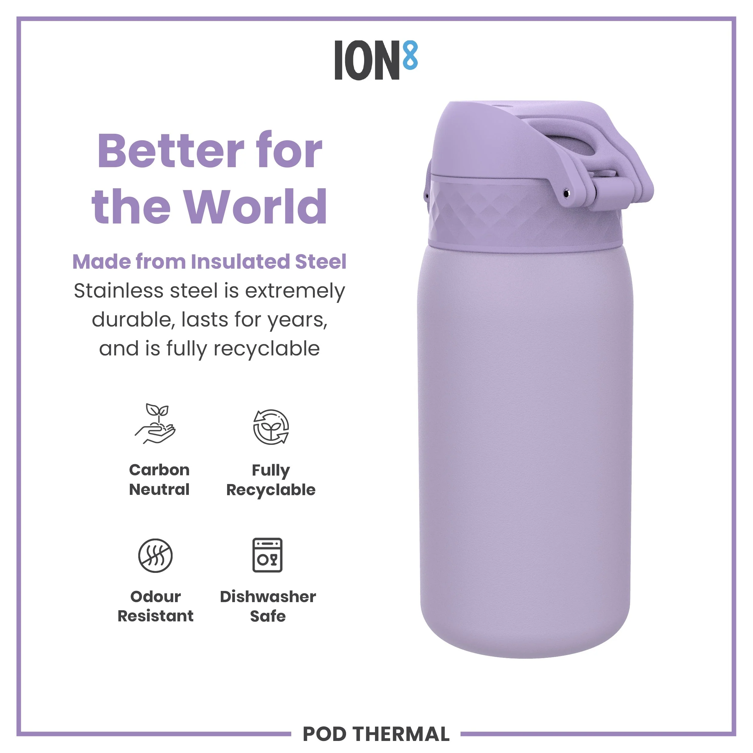 Pod Insulated Stainless Steel 11oz- Light Purple - Image 5