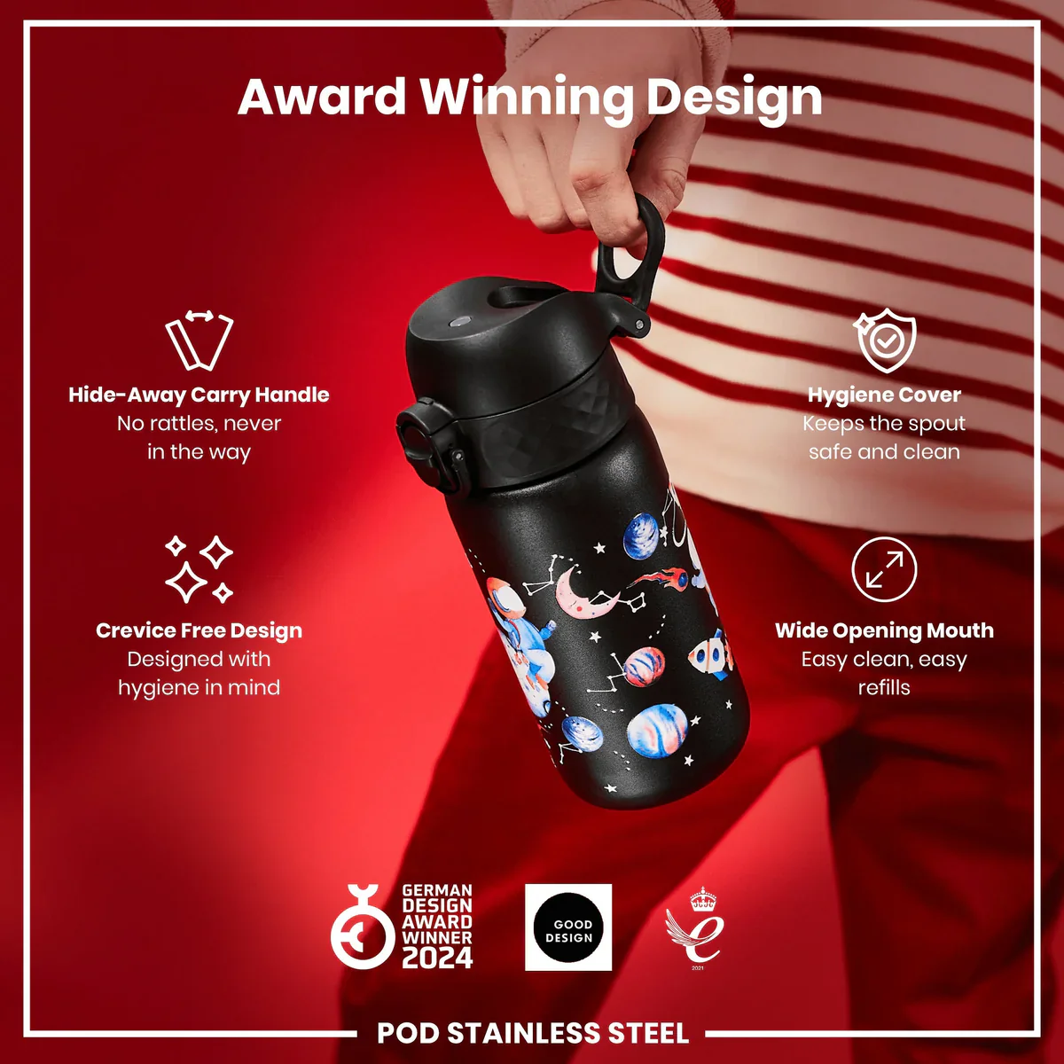 Insulated Stainless Steel Pod 13oz- Space Travel - Image 6