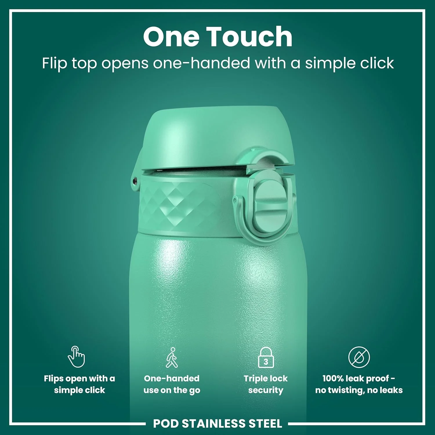 Insulated Stainless Steel 13oz Pod - Teal Green - Image 4