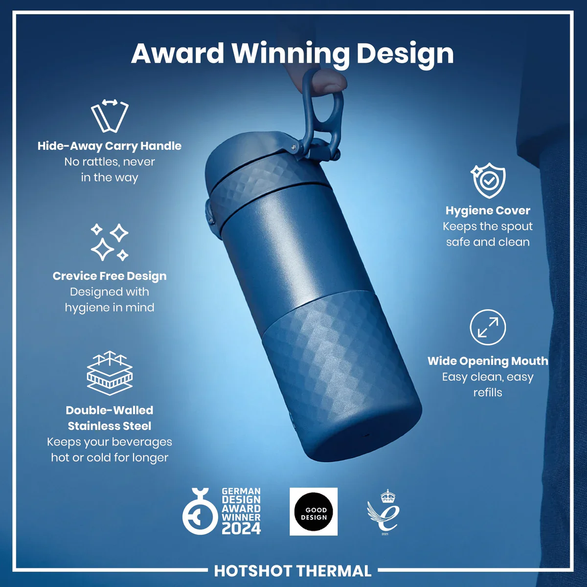 Insulated Stainless Steel Travel Mug 12oz- Ash Navy - Image 6