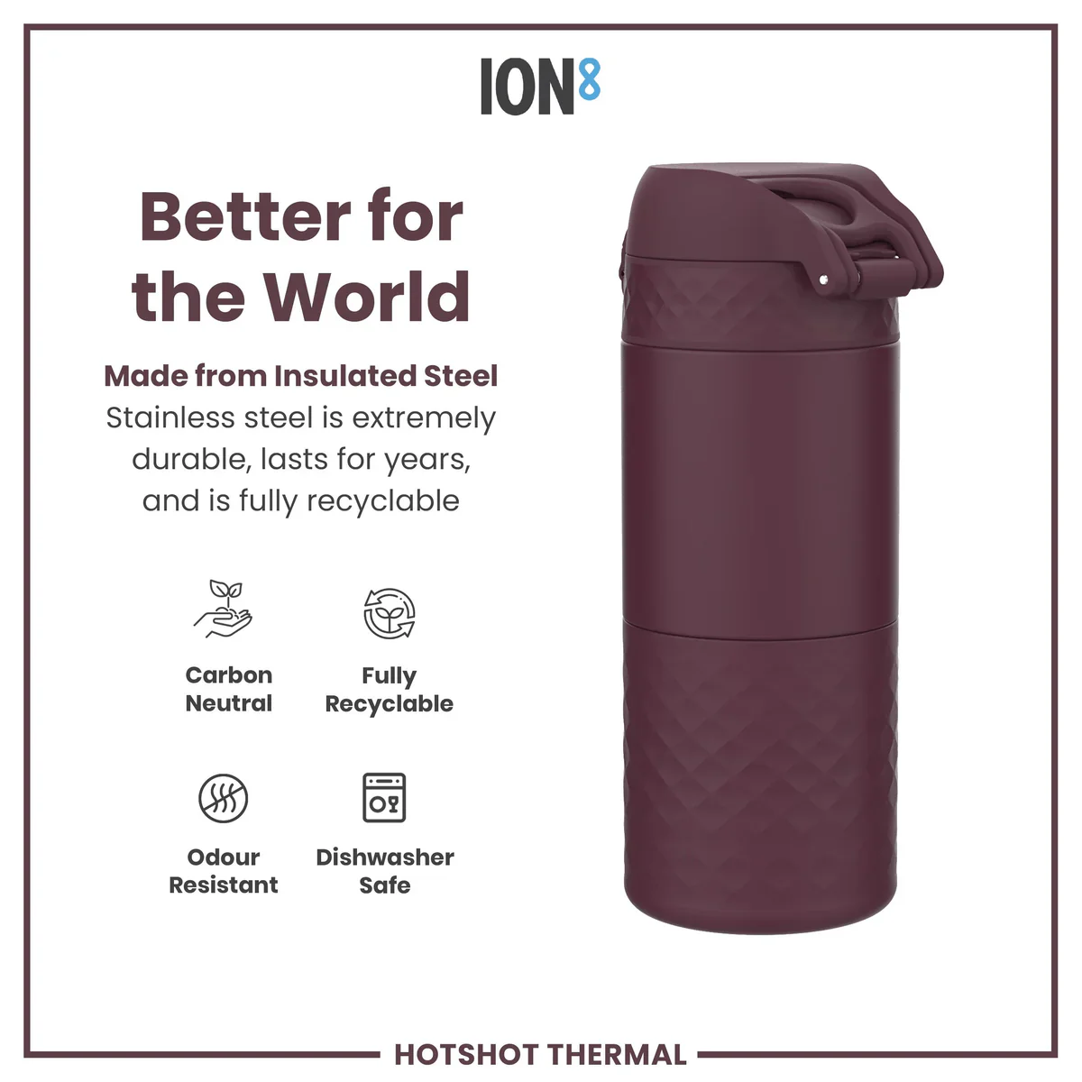 Insulated Stainless Steel Travel Mug 12oz- Blackberry - Image 4