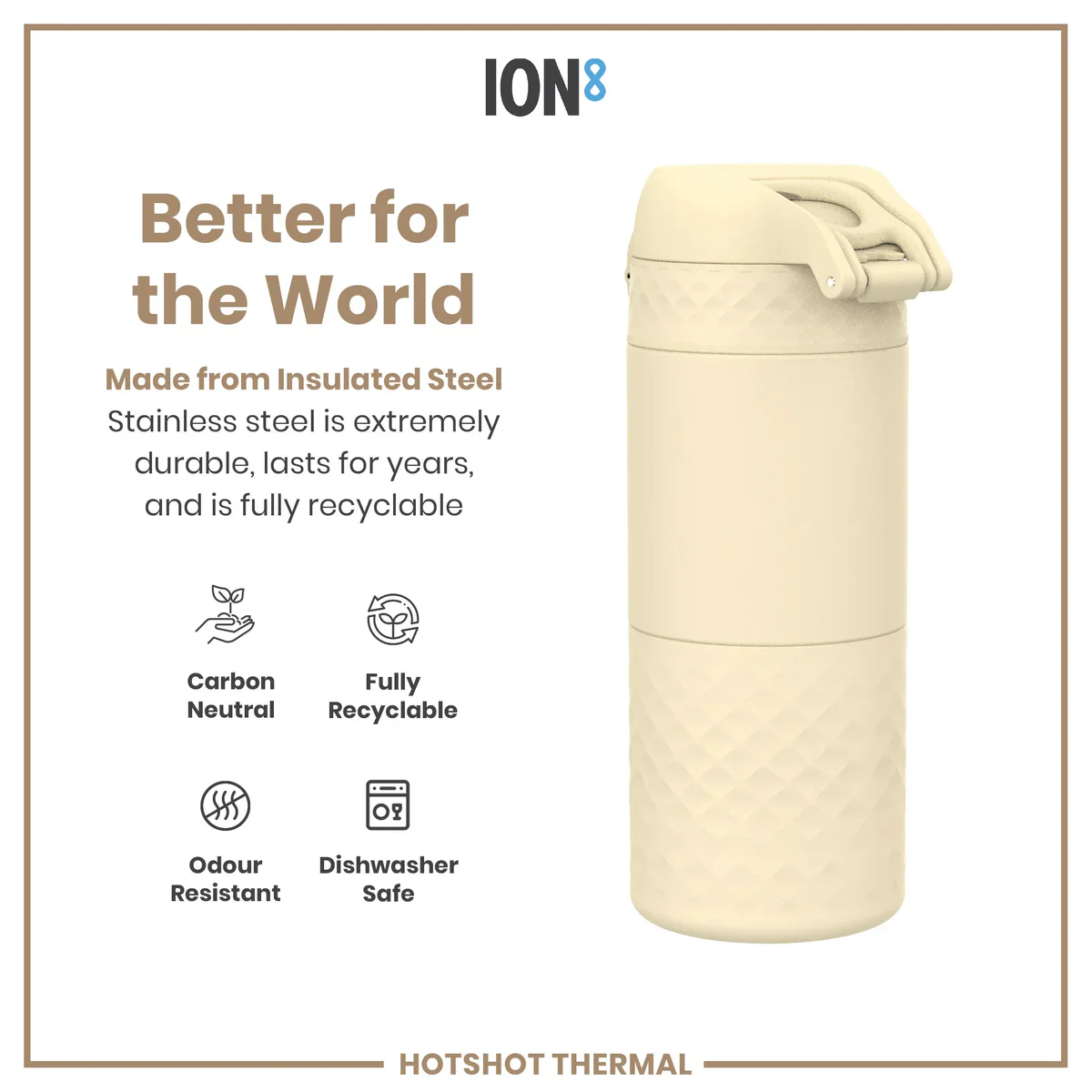 Insulated Stainless Steel Travel Mug 12oz- Cream - Image 5