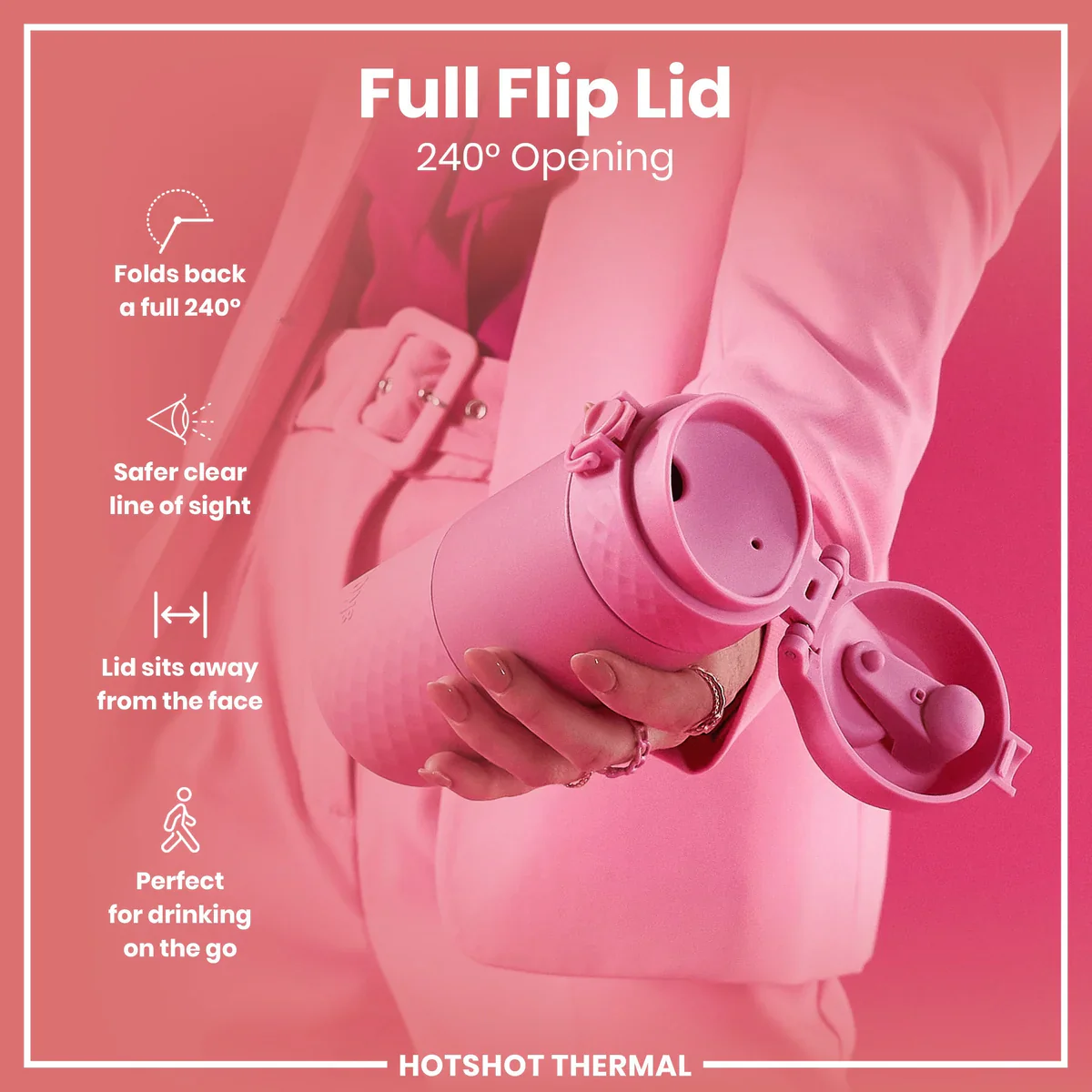 Insulated Stainless Steel Travel Mug 12oz- Rose Pink - Image 4