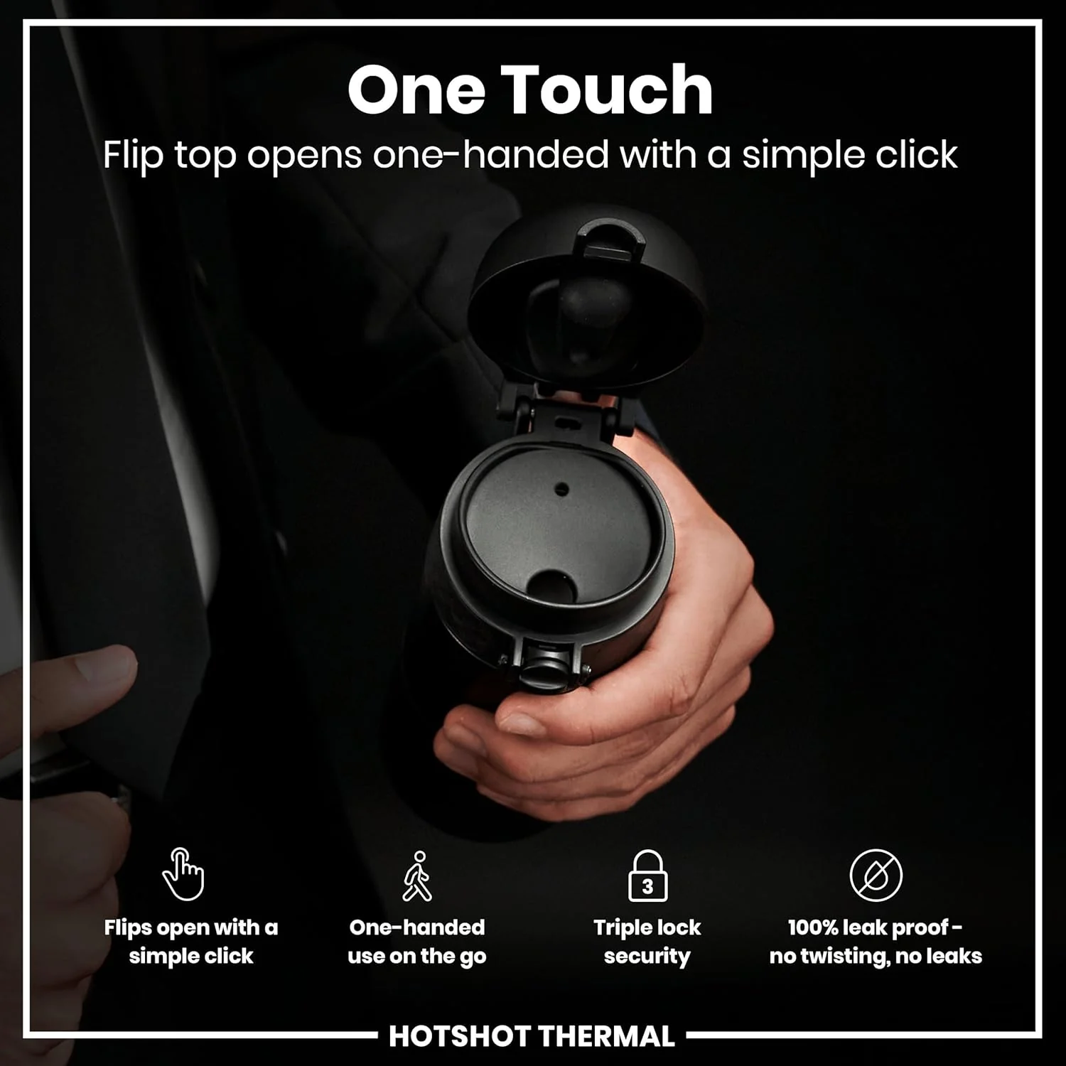 ION8 Insulated Travel Mug, 360 ml/12 oz, Leak Proof, Triple Lock Secure, Spill-Free in Transit, Hygienic Cover, Easy-to-Clean, Perfect On-The-Go, Black, Stainless Steel - Image 5