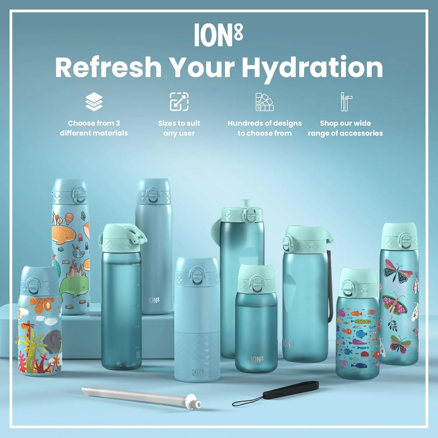 Leak Proof Slim Water Bottle, Lightweight Stainless Steel 20oz- Alaska Blue - Image 8