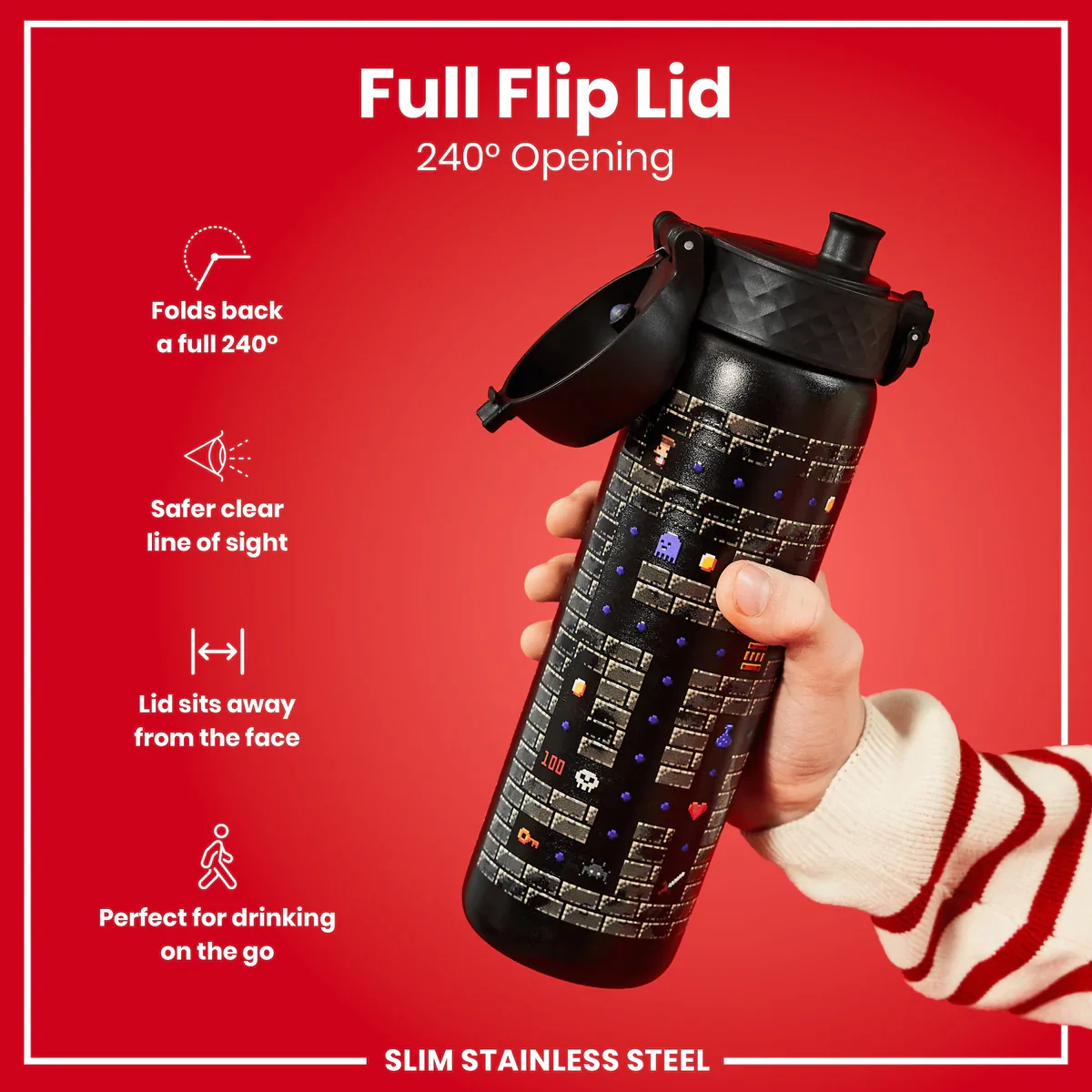 Leak Proof Slim Water Bottle Lightweight Stainless Steel 20oz- Gaming - Image 3