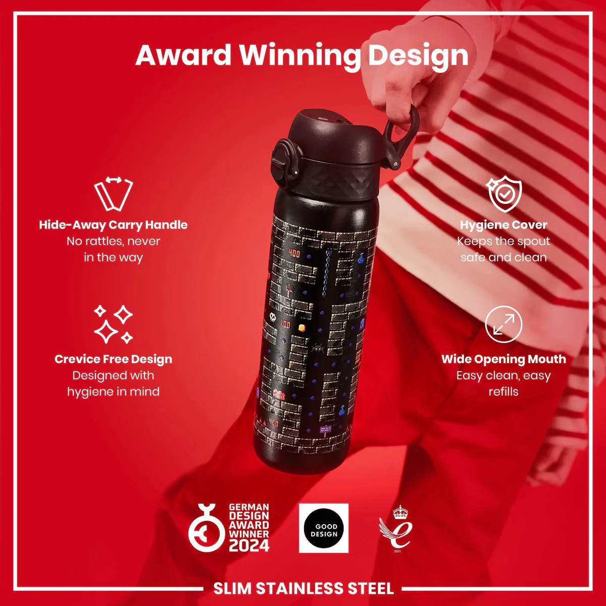 Leak Proof Slim Water Bottle Lightweight Stainless Steel 20oz- Gaming - Image 5