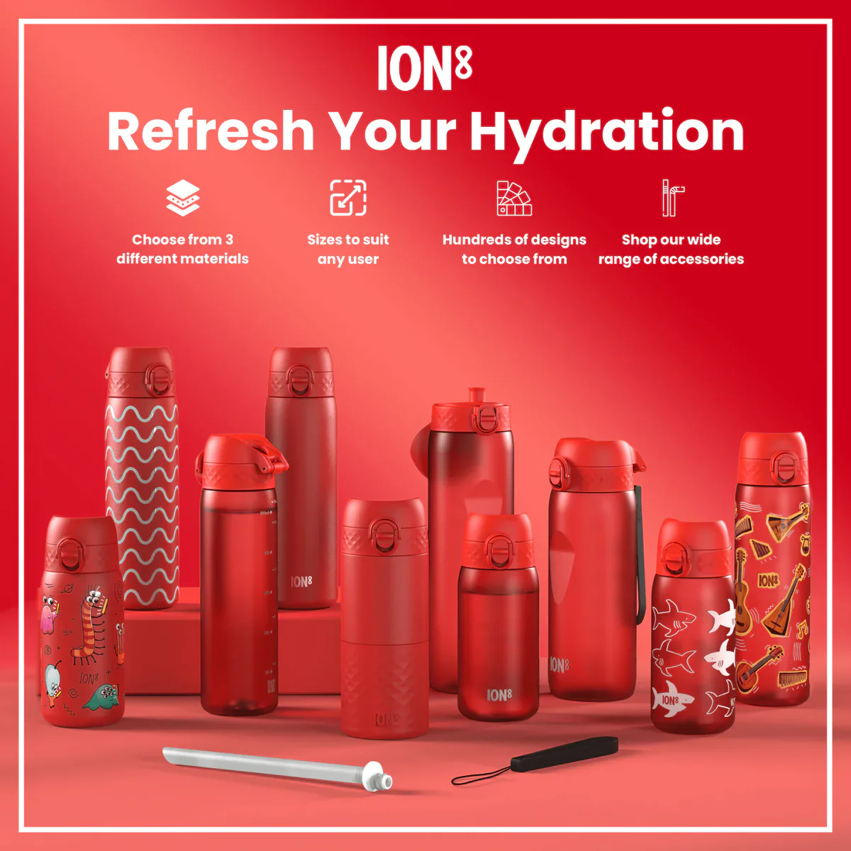 Leak Proof Slim Lightweight Stainless Steel 20oz- Red - Image 6