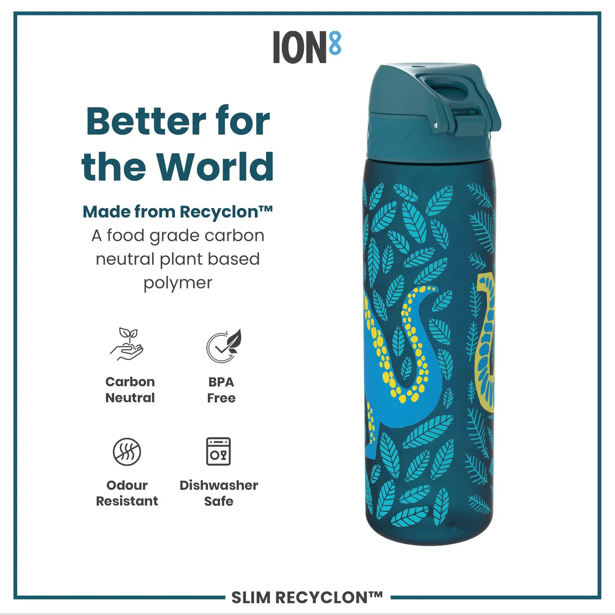 Slim Recyclon 18oz- Deep Teal Dinosaur - Image 5