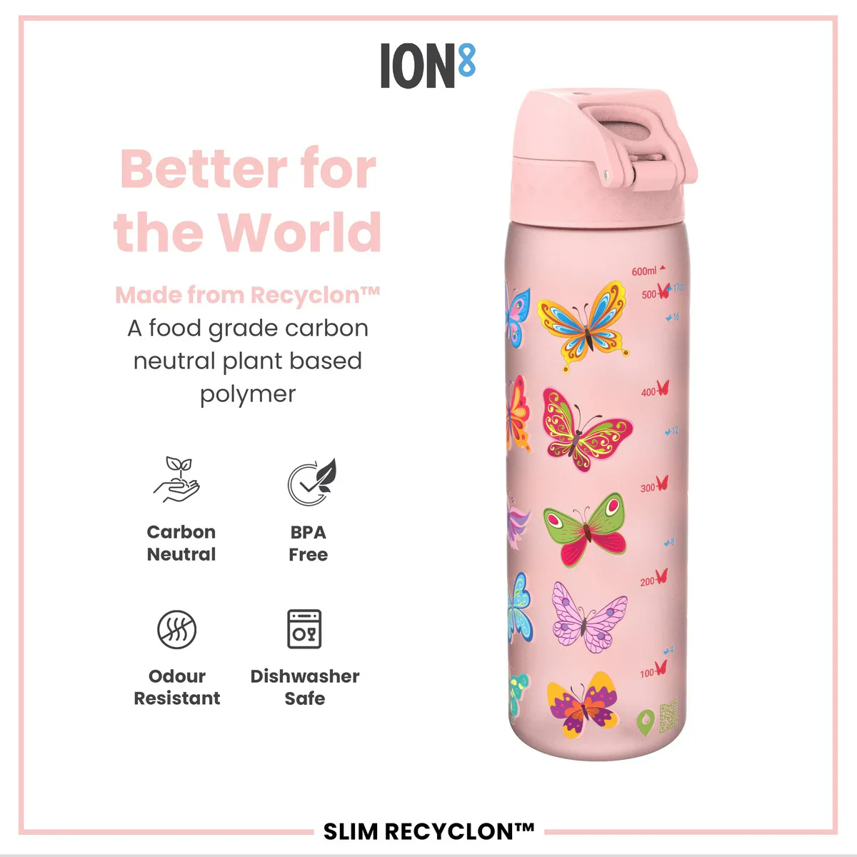 Slim Recyclon 18oz- Pink Butterflies - Image 5