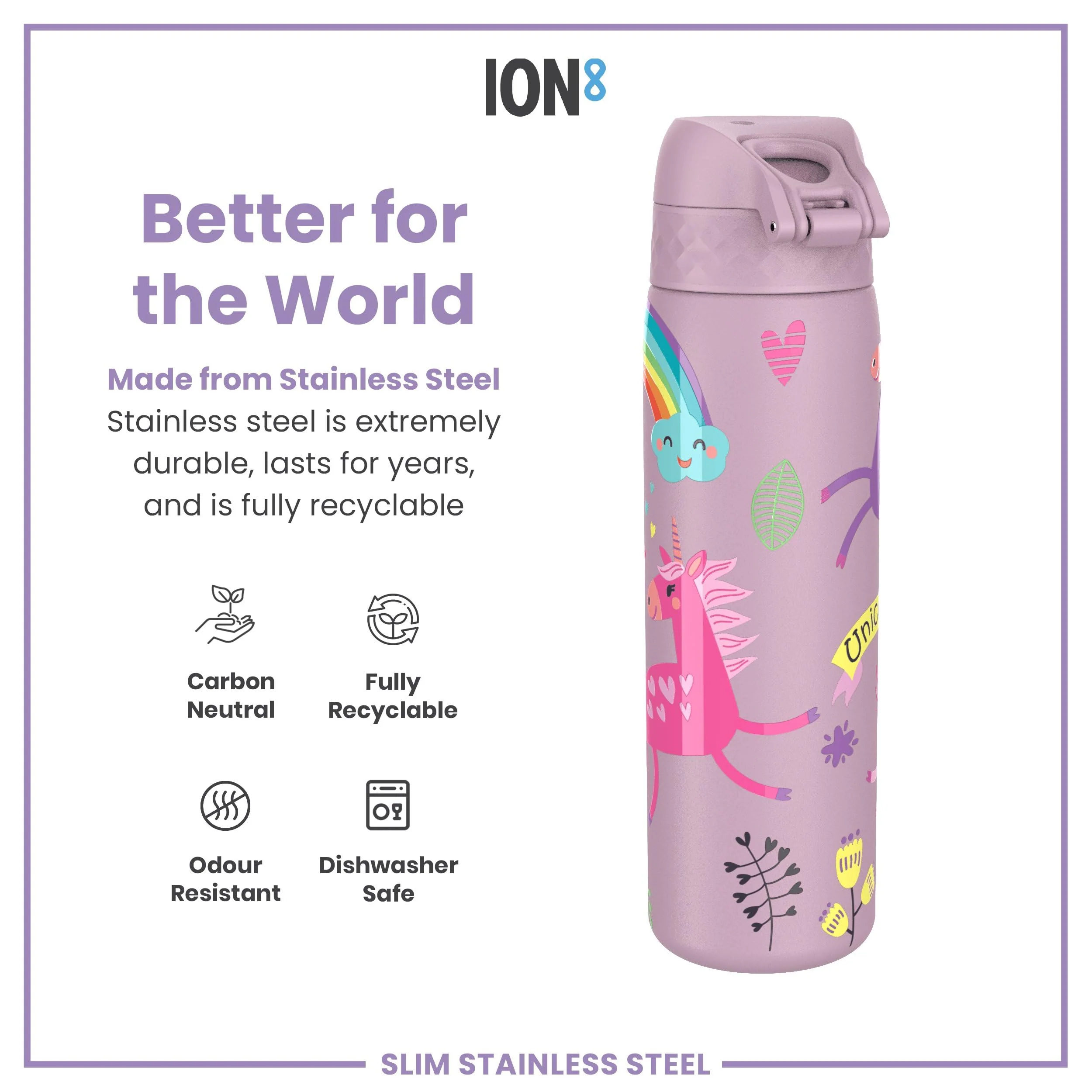 Slim Recyclon 18oz- Pink Unicorns - Image 5
