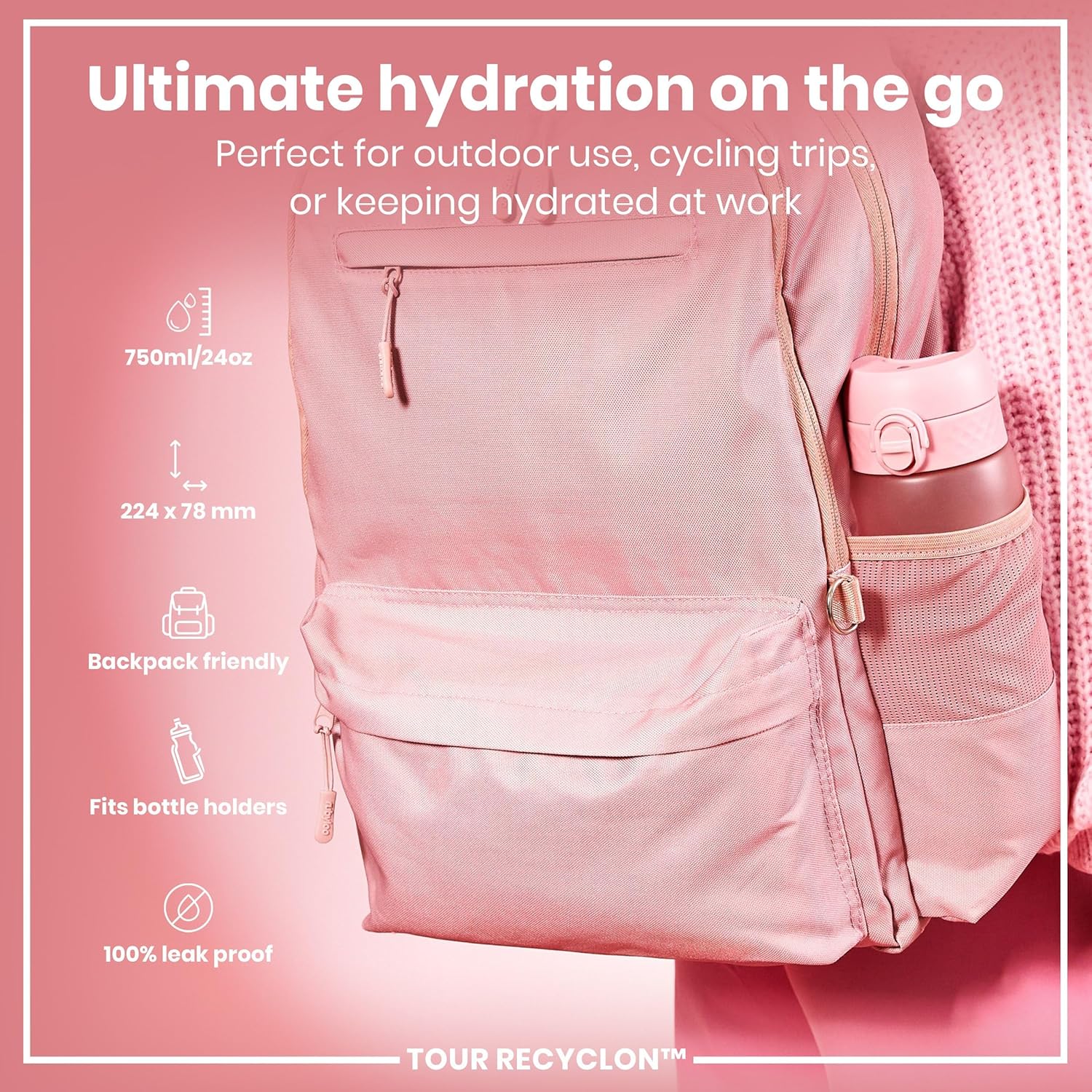 Recyclon Tour 24oz- Rose Pink - Image 3