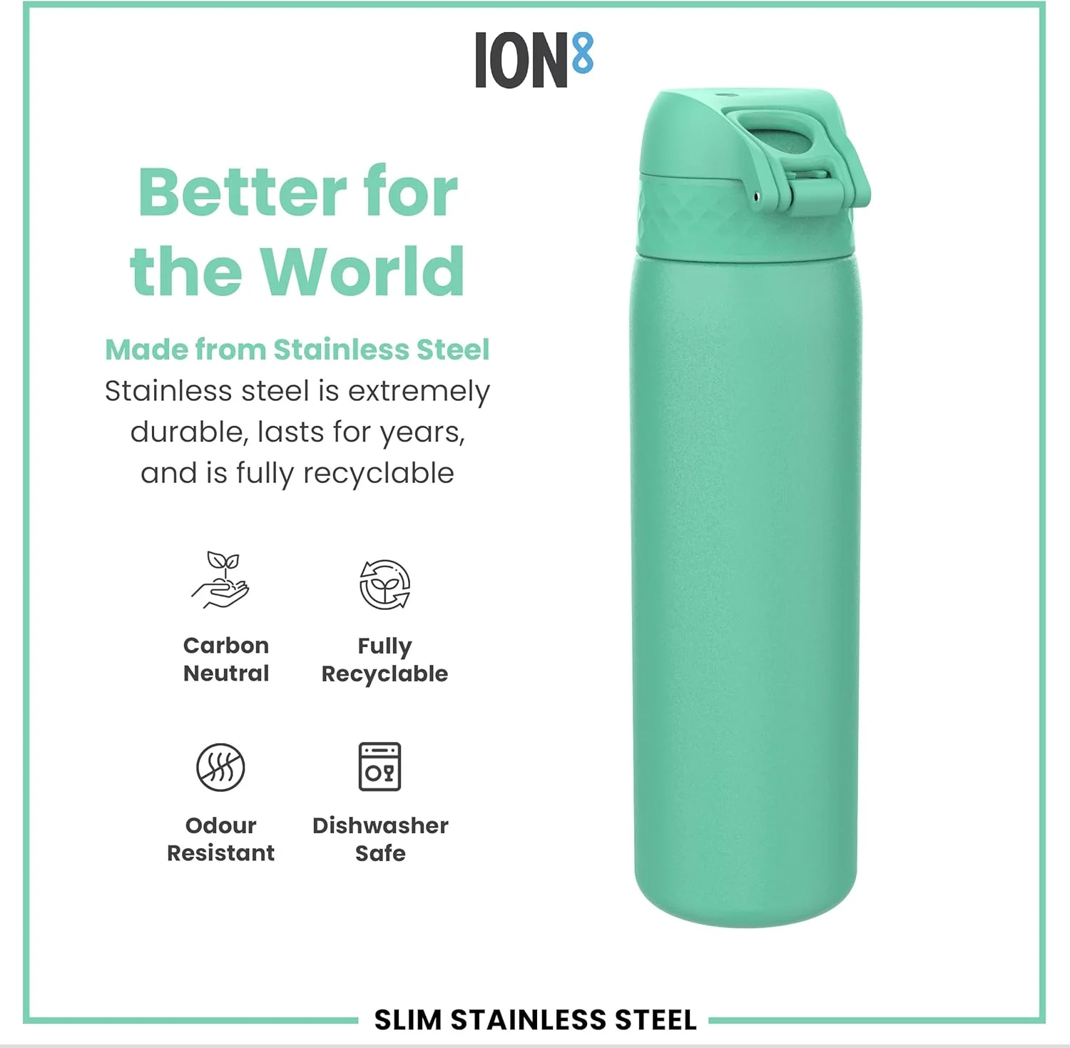 Lightweight Stainless Steel 20oz- Teal Green - Image 5