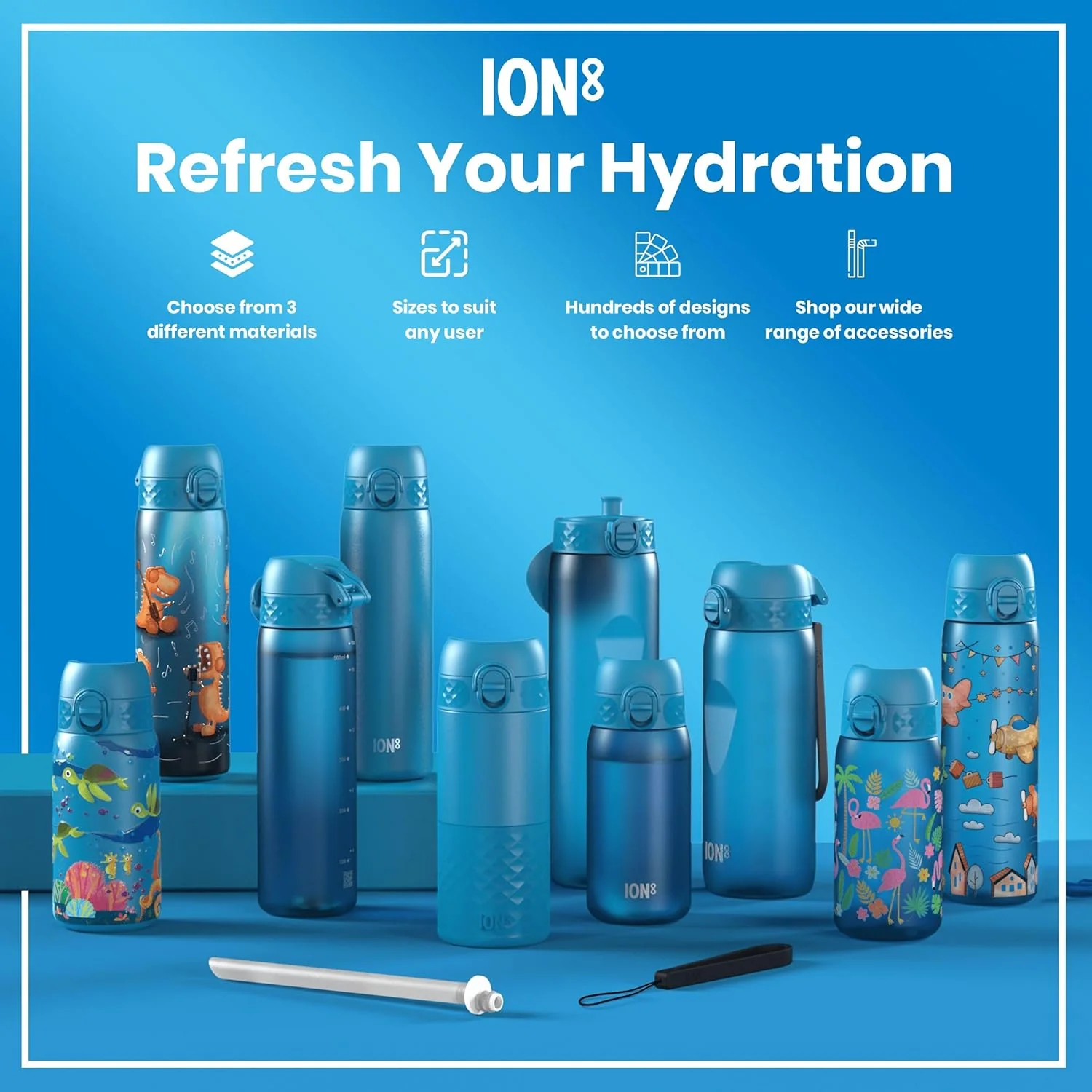 Slim Recyclon Water Bottle 500 ml/18 oz Blue - Image 7