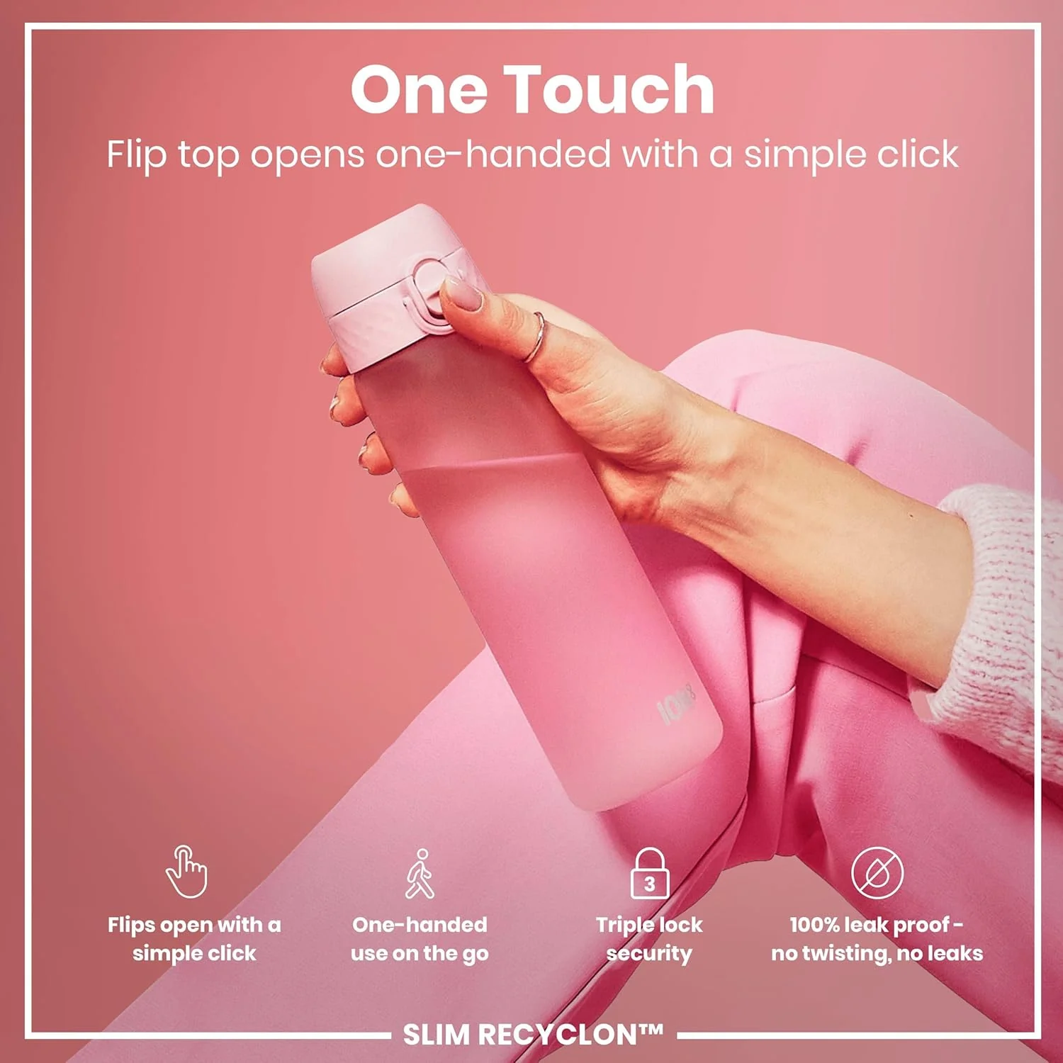 Slim Water Bottle 500 ml/18 oz Rose Pink - Image 3