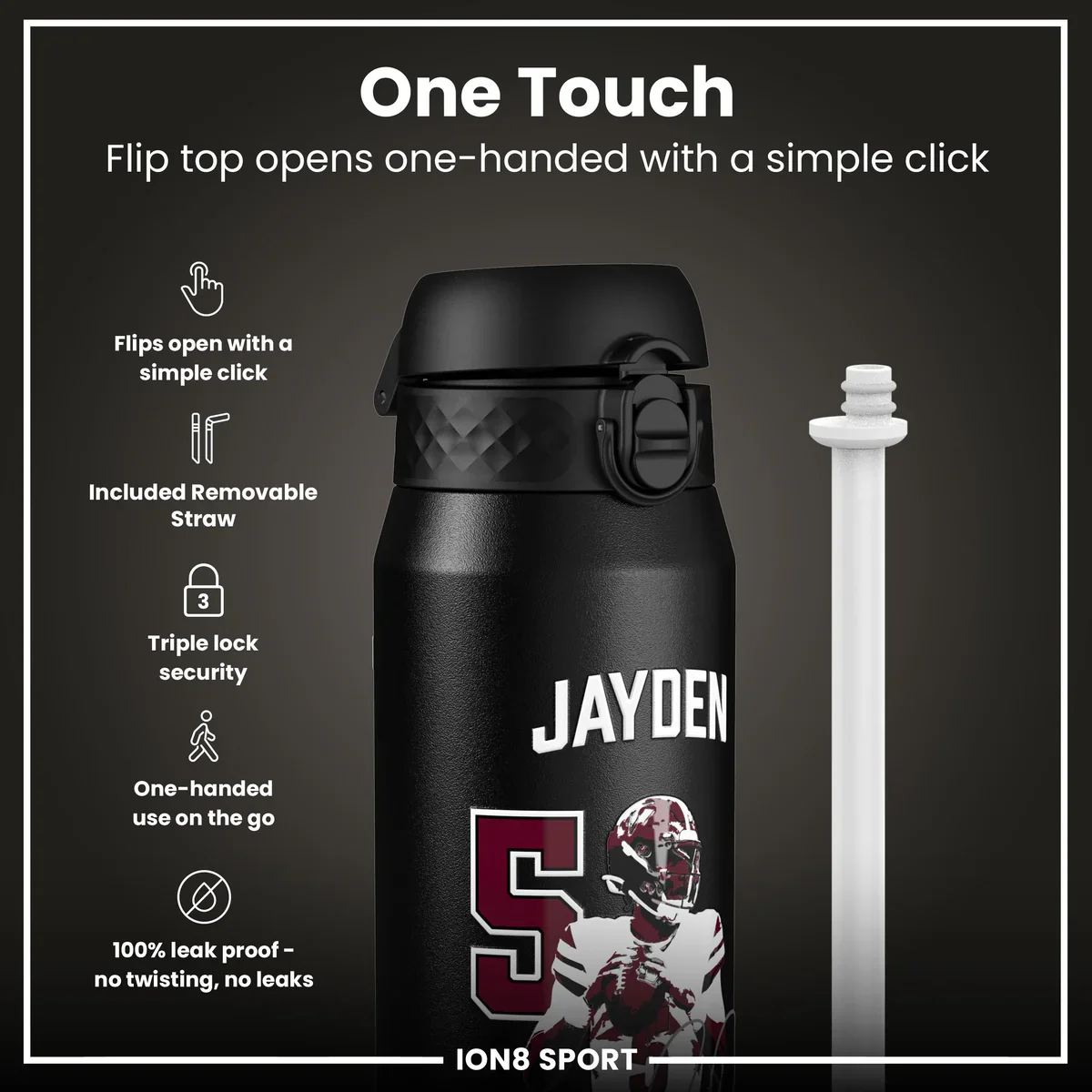 NFL x ION8 - Jayden Daniels Insulated Water Bottle - 750ml - Image 3
