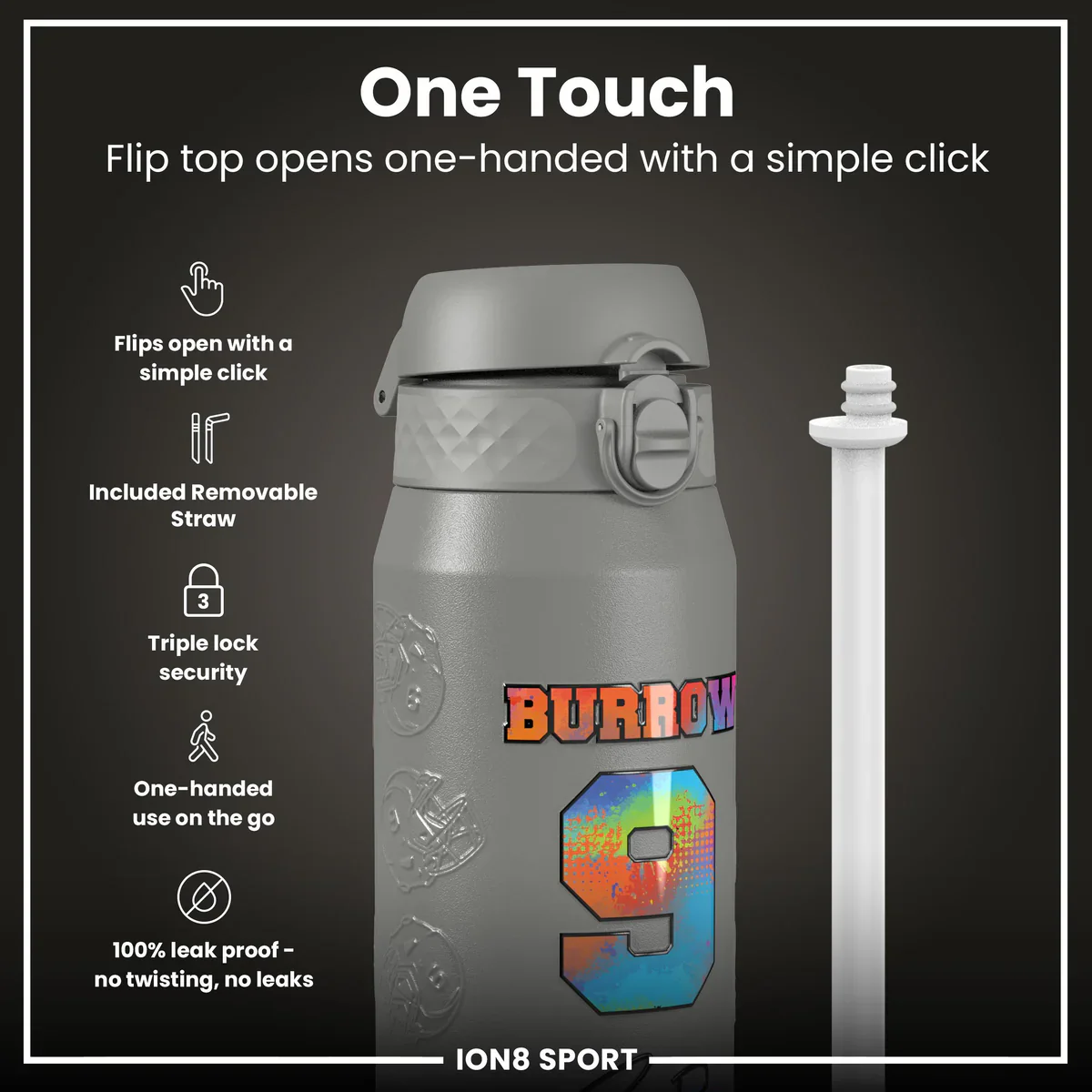 NFL x ION8 - Joe Burrow Insulated Water Bottle - 750ml - Image 3