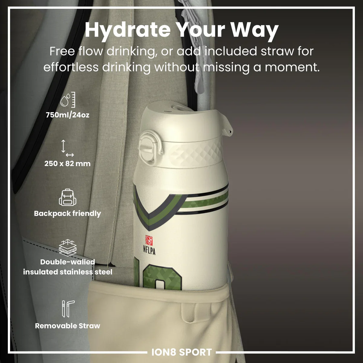 NFL x ION8 - Jordan Love Insulated Water Bottle - 750ml - Image 2